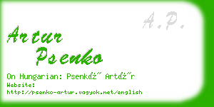 artur psenko business card